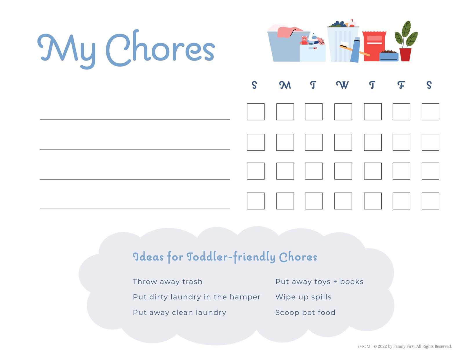 monthly chores calendar template