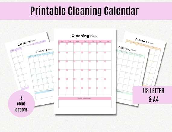 monthly cleaning calendar template