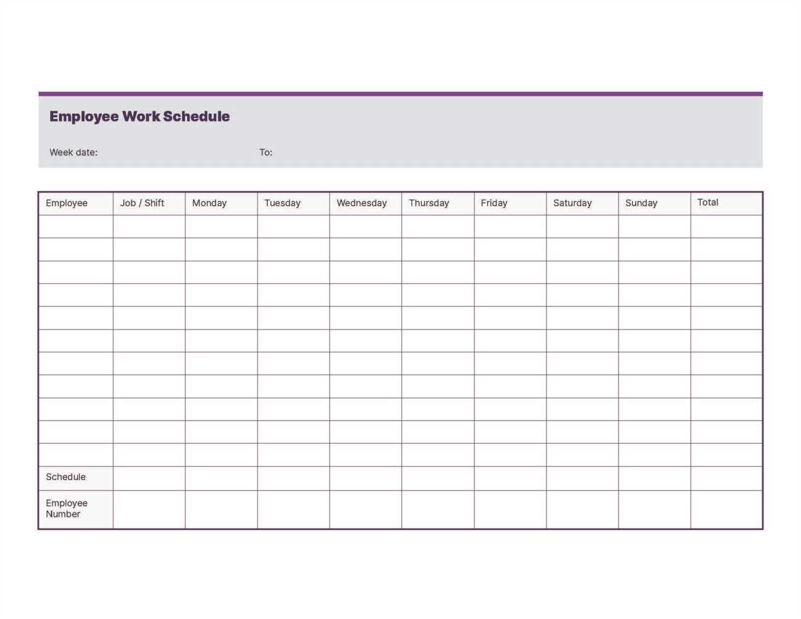 monthly employee calendar template