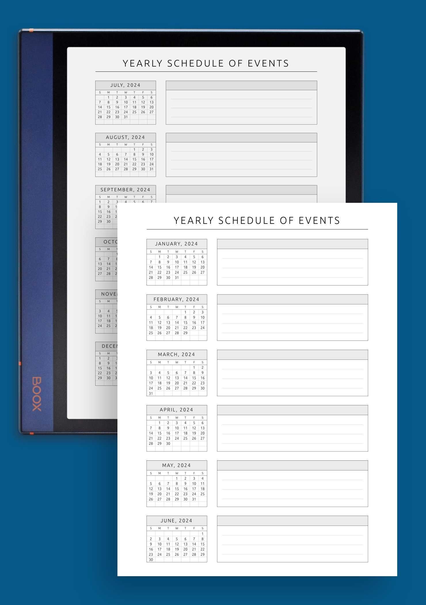 monthly event calendar template