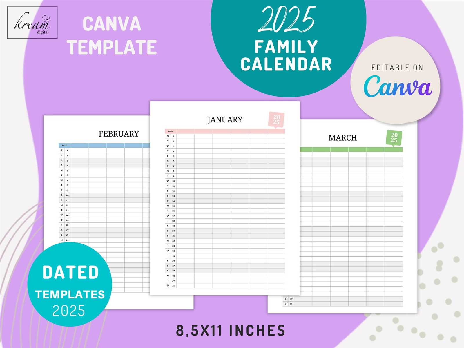 monthly family calendar template