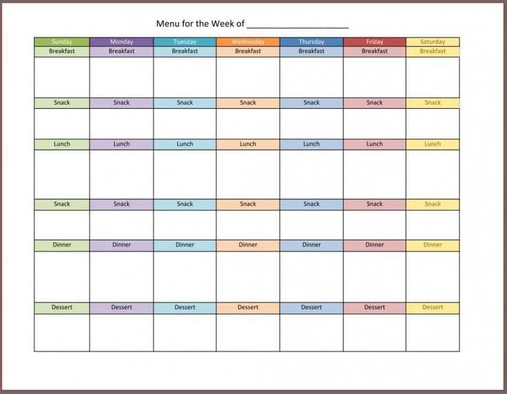 monthly menu planning calendar template