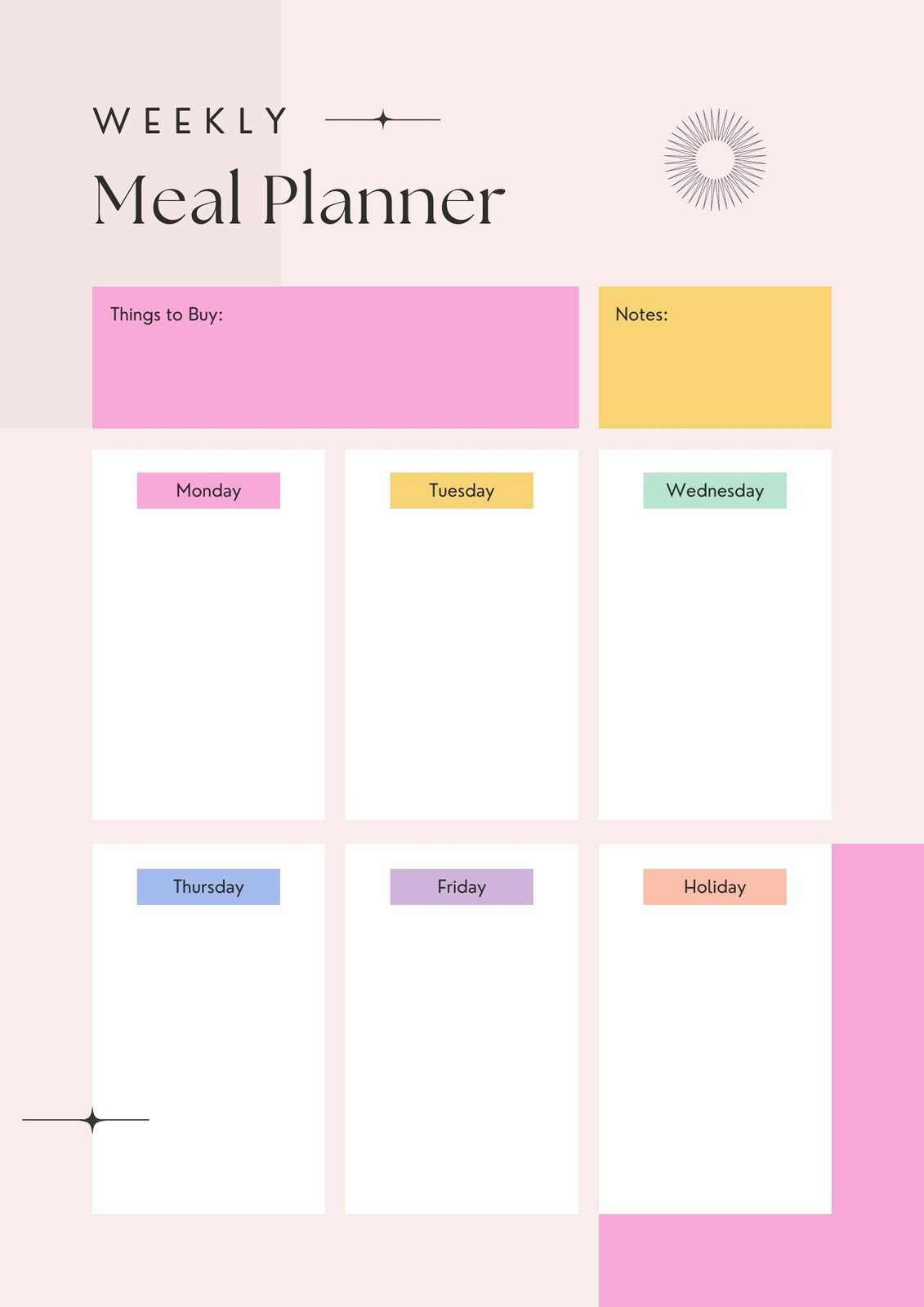 monthly menu planning calendar template