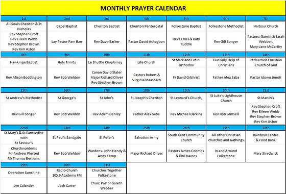 monthly prayer calendar template