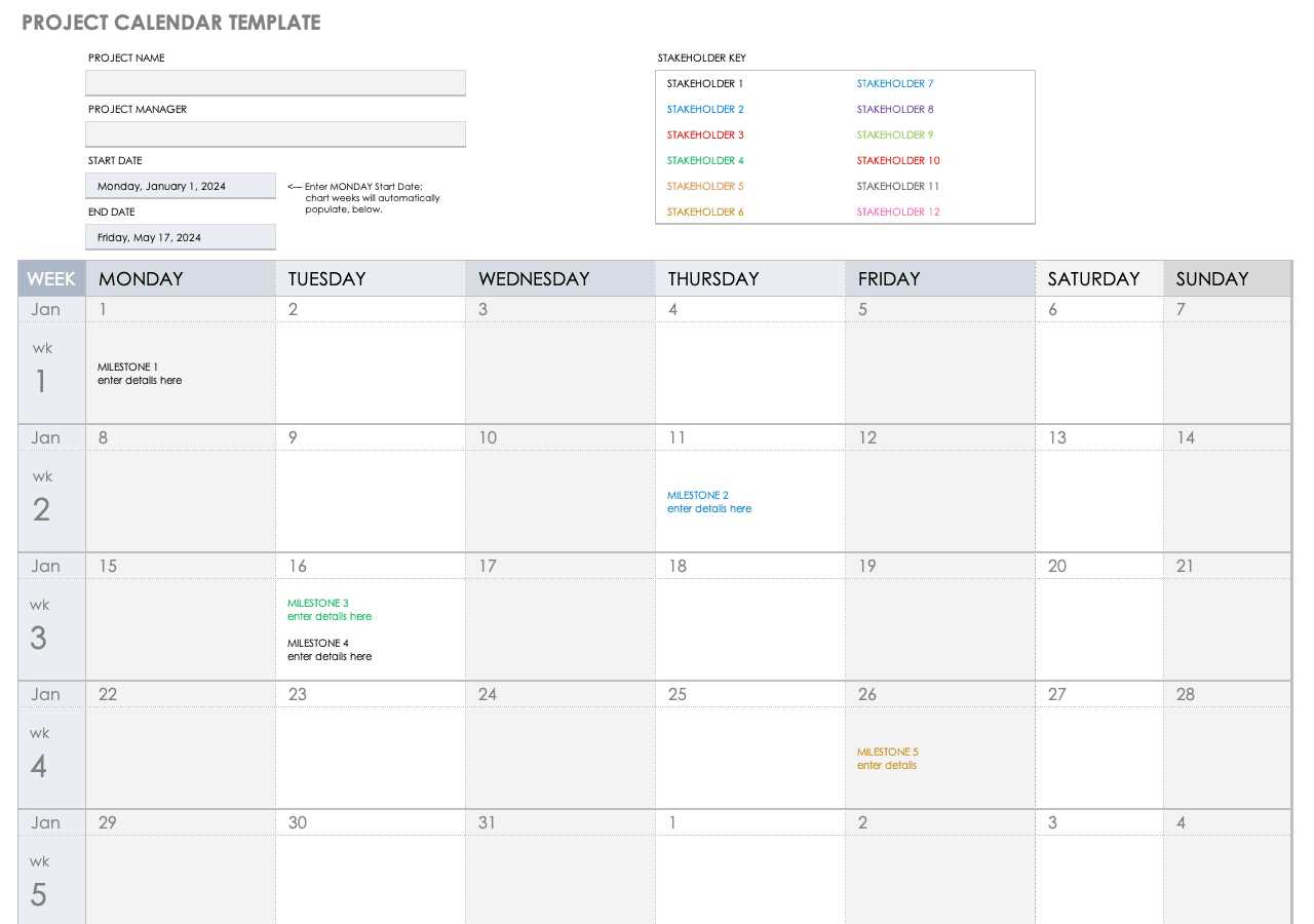 monthly timeline calendar template