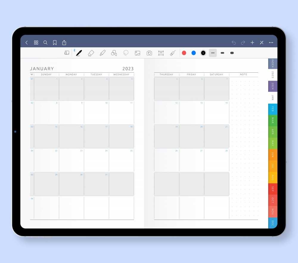 notability calendar template free 2025