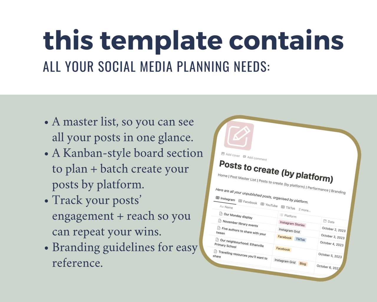 notion template social media calendar