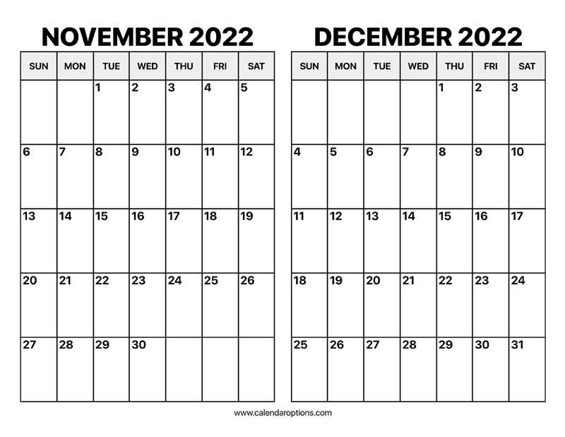 november december calendar template