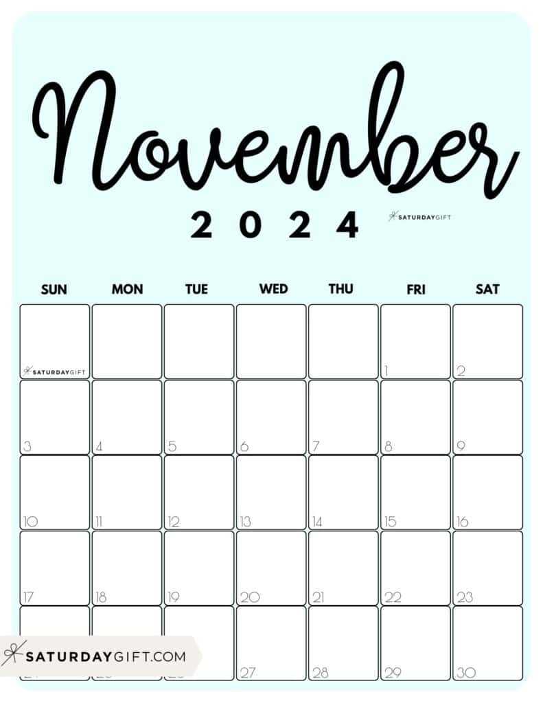 november month calendar template