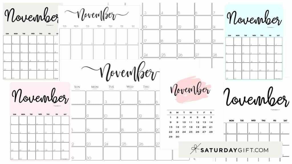 november month calendar template