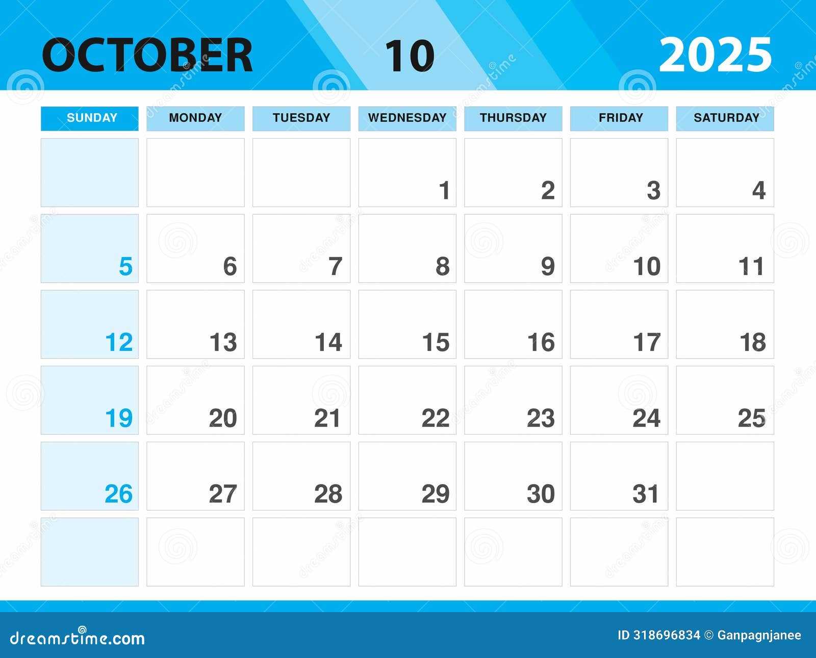 october 2025 calendar template printable