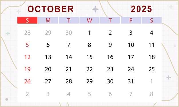 october month calendar template