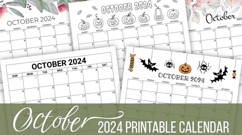 october monthly calendar template