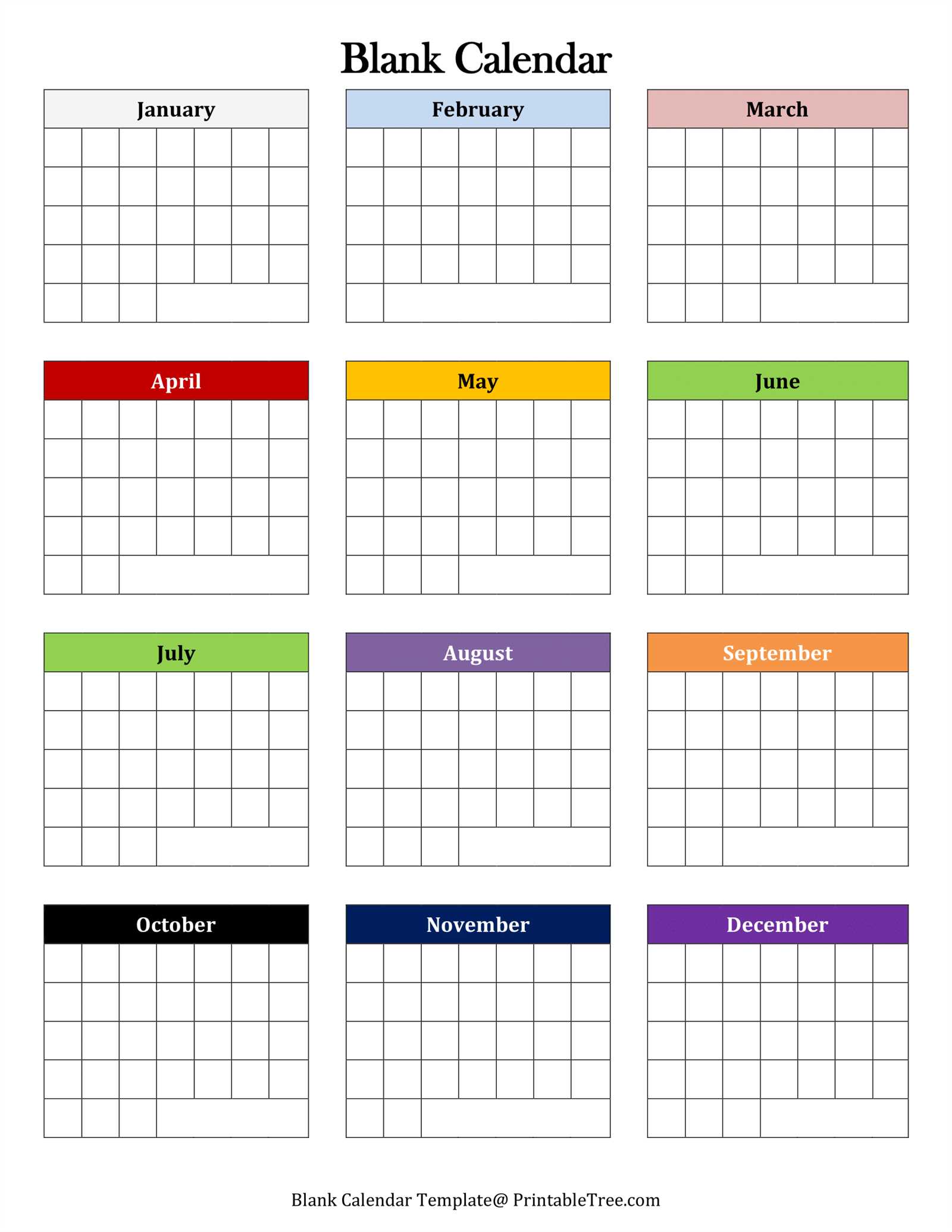 one year calendar template