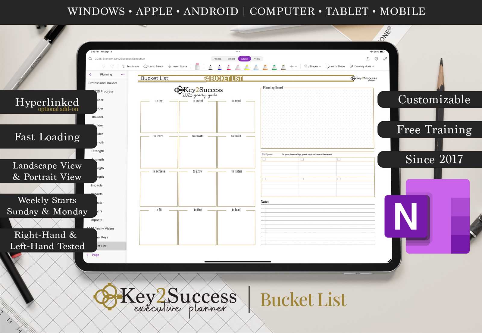 onenote calendar template 2025