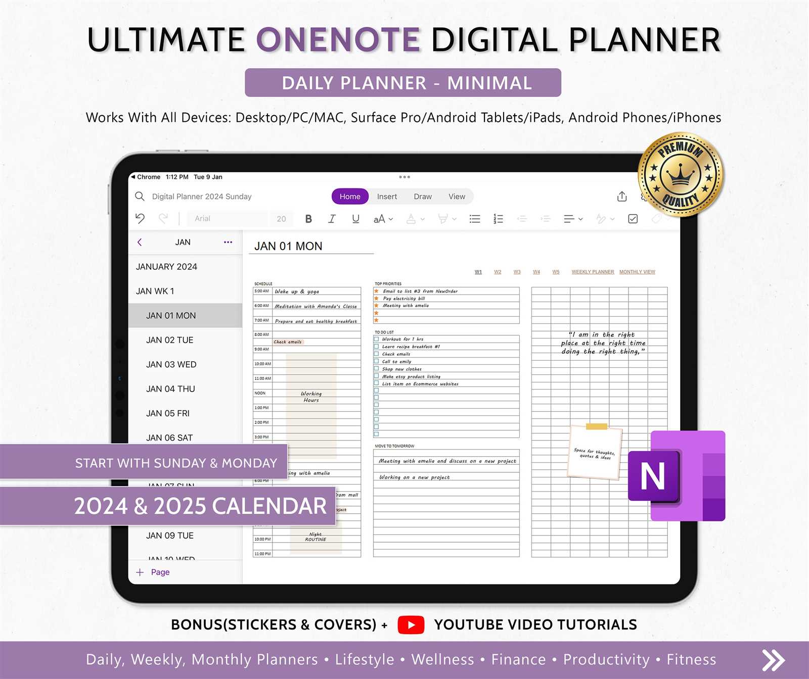 onenote weekly calendar template 2025