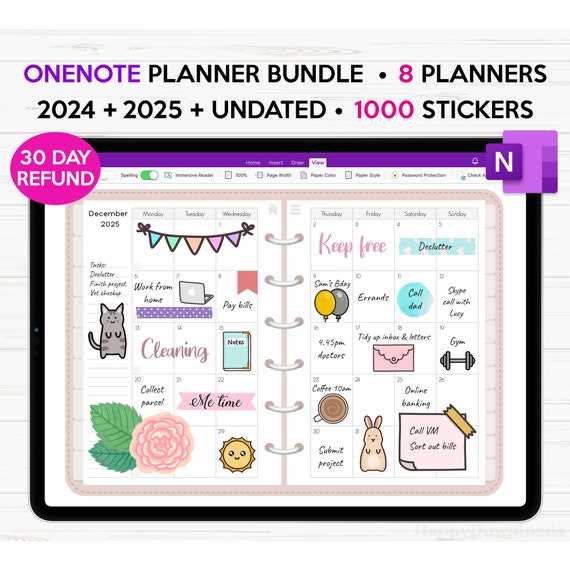 onenote weekly calendar template 2025