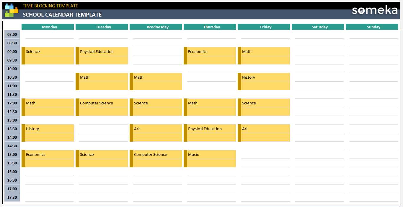 online academic calendar template