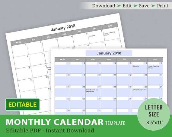 online calendar template editable