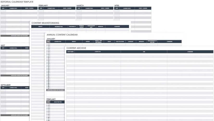 online content calendar template