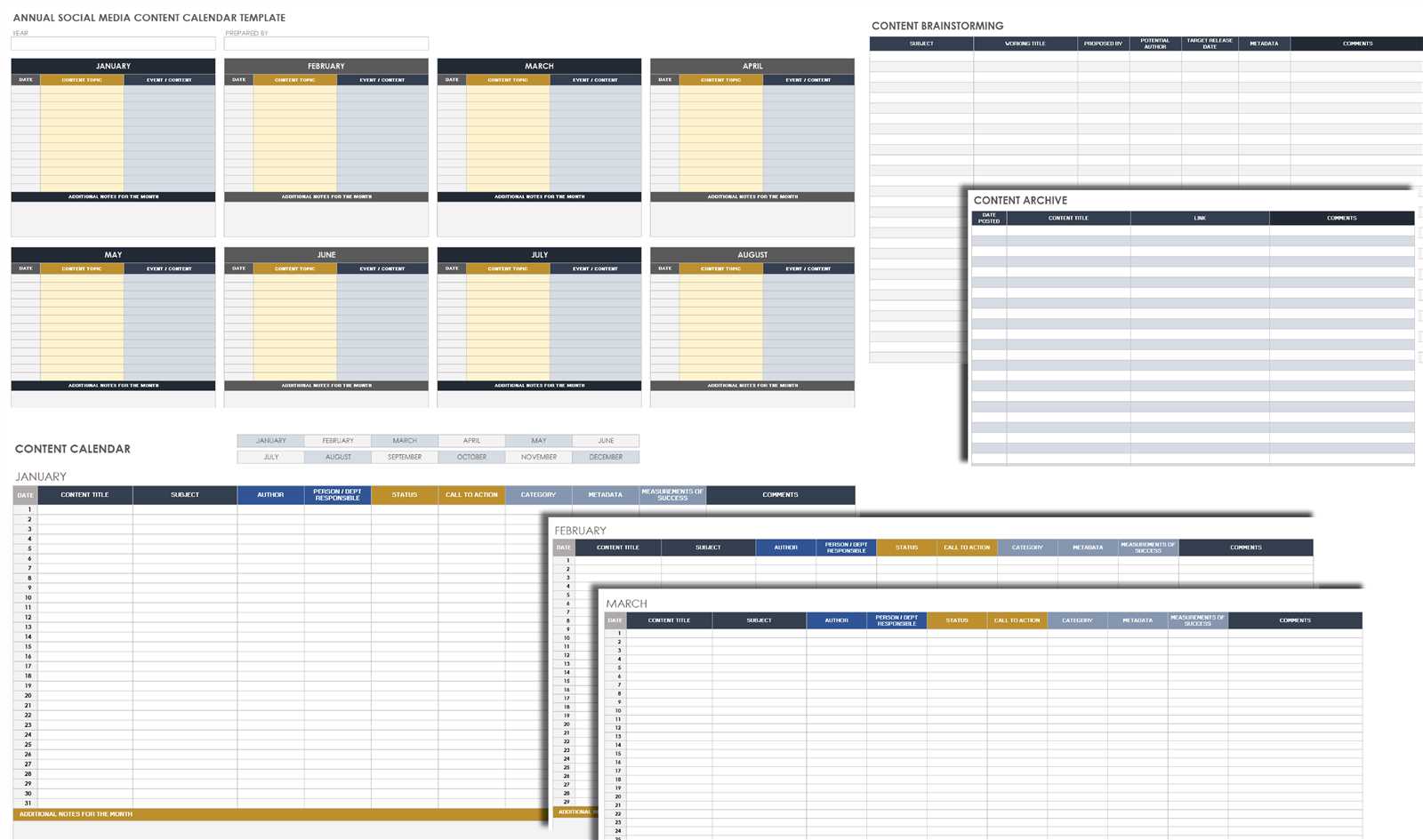 online content calendar template