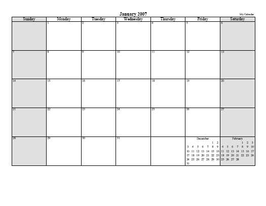 online monthly calendar template