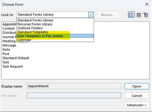 outlook calendar meeting template