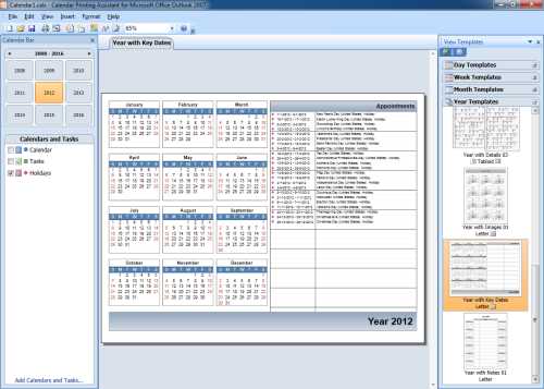 outlook calendar printing templates