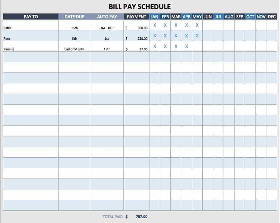 pay calendar template