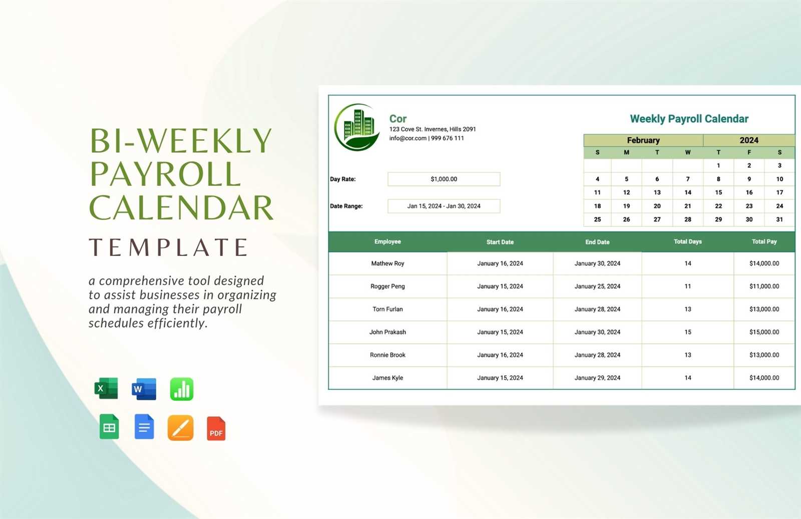 payroll calendar template editable