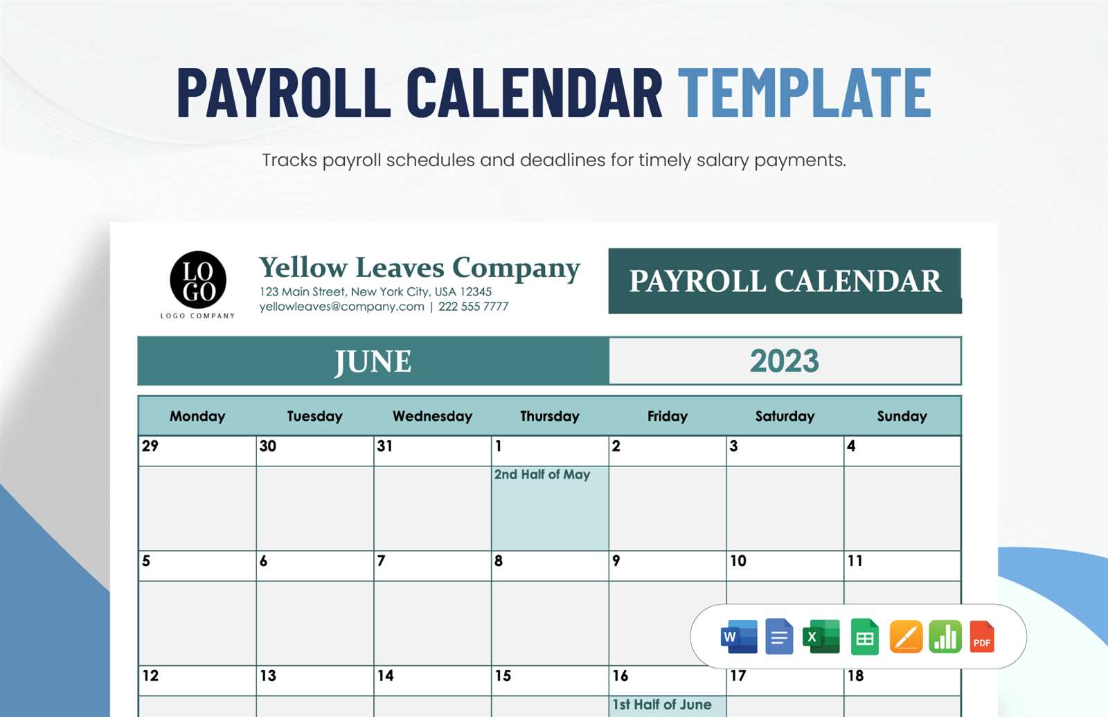 payroll calendar template