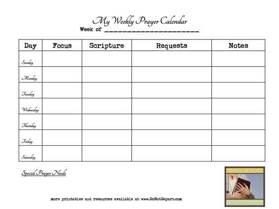 prayer calendar template