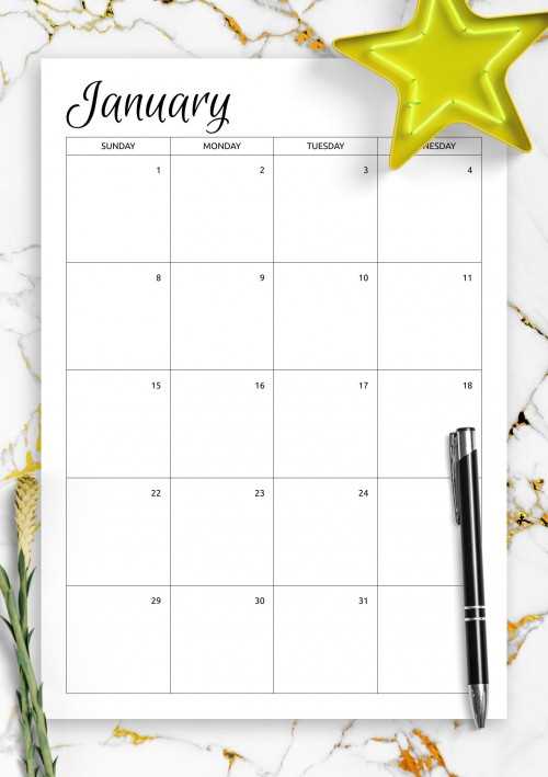 pretty month calendar template