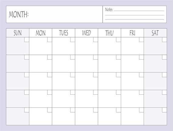 print blank calendar template