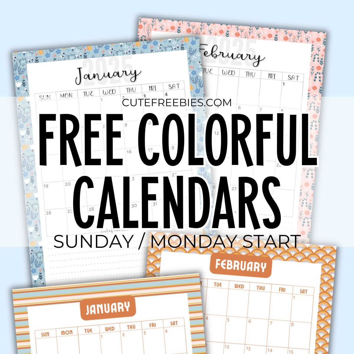 printable 2025 monthly calendar template