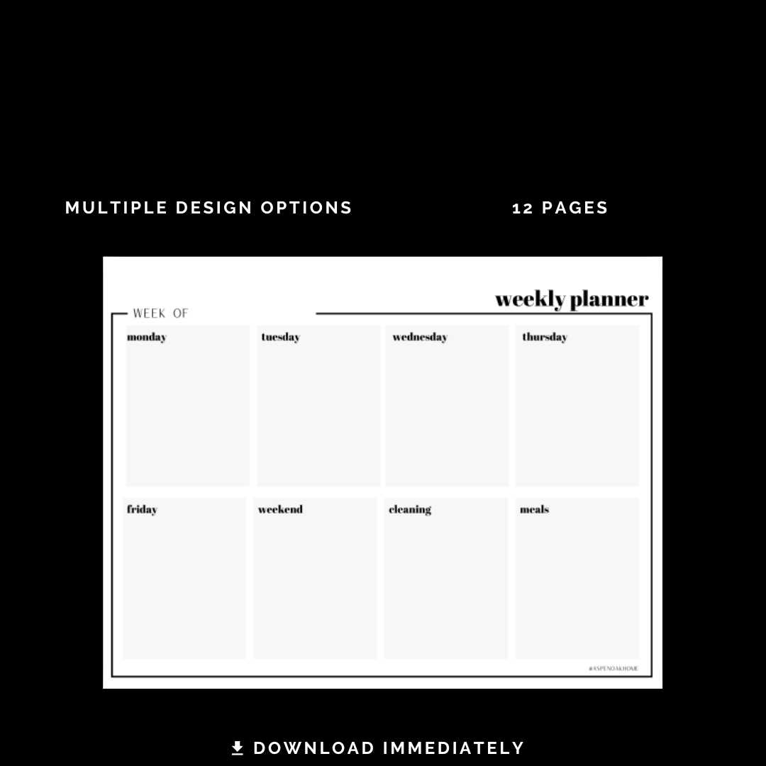 printable 5 day calendar template