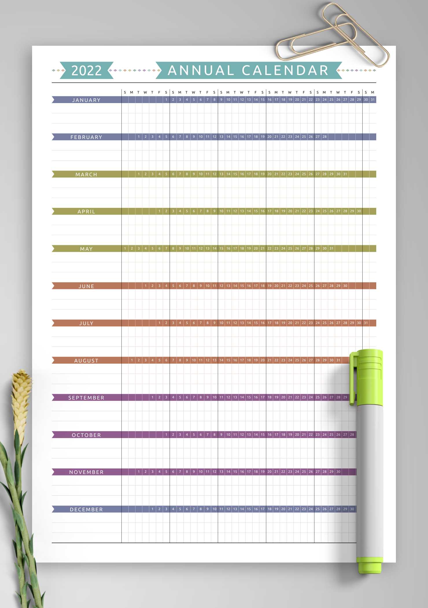 printable 5 day calendar template