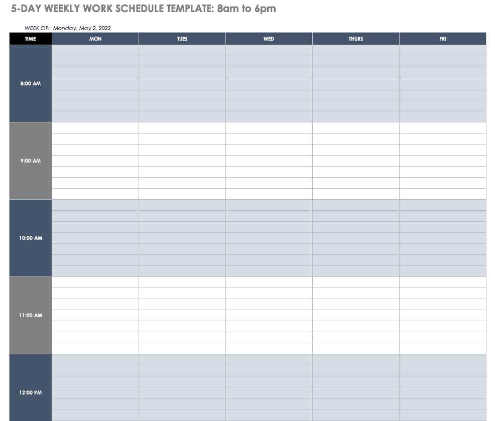 printable 5 day calendar template