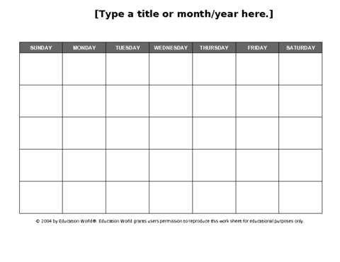 printable 7 day calendar template