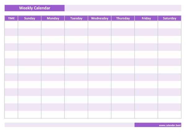 printable 7 day calendar template