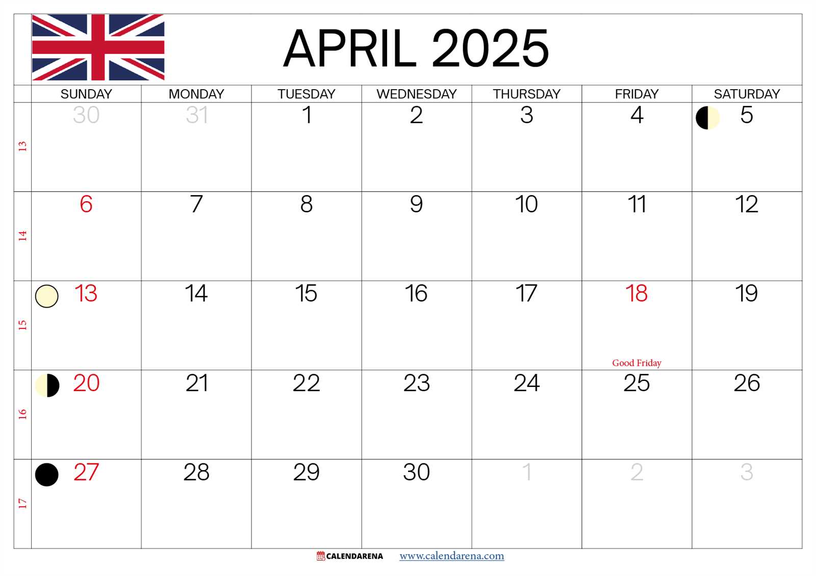 printable april calendar template