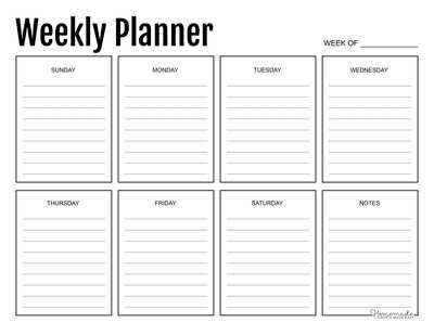 printable blank weekly calendar template