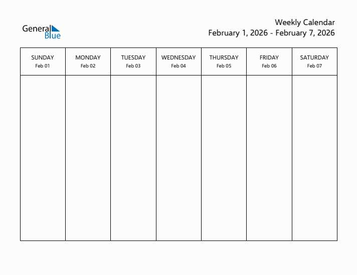 printable blank weekly calendar template