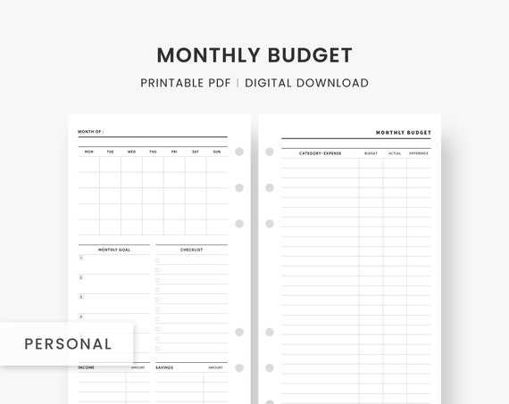 printable budget calendar template