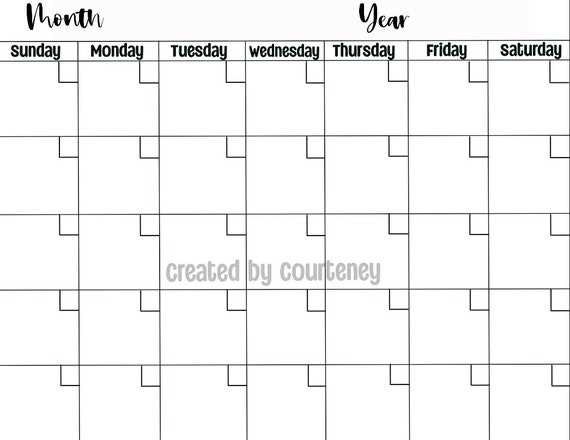 printable calendar blank template