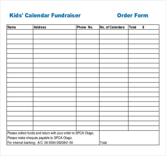printable calendar fundraiser template free