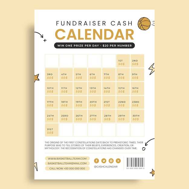 printable calendar fundraiser template free