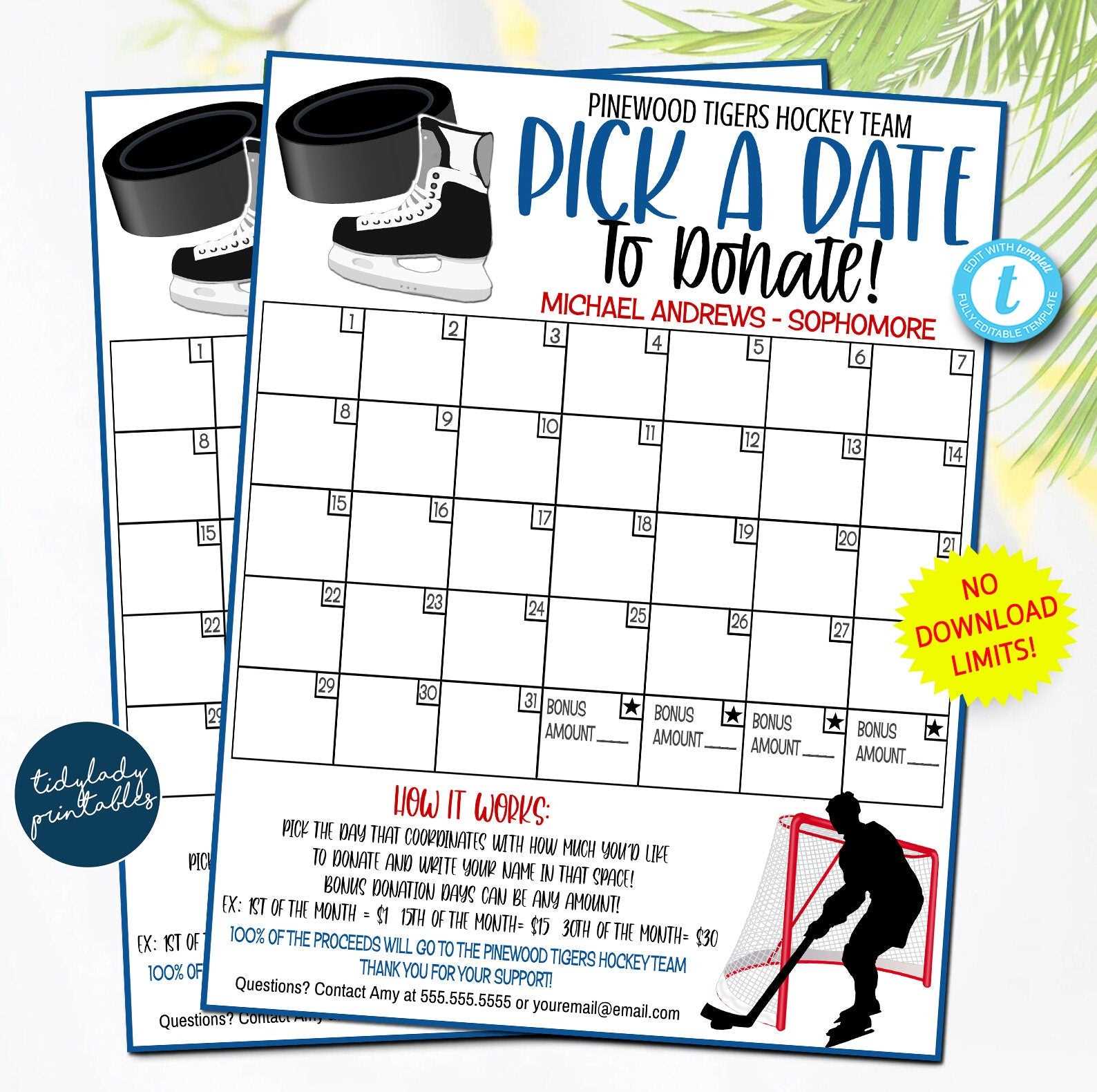 printable calendar fundraiser template free