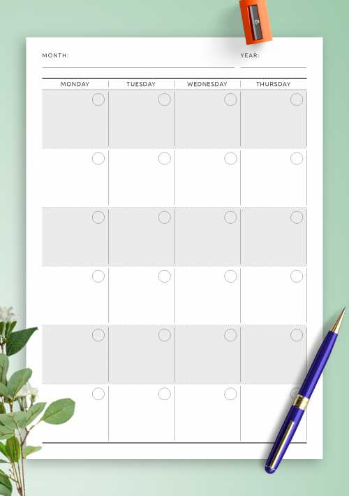 printable calendar schedule template