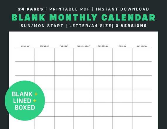 printable calendar template blank